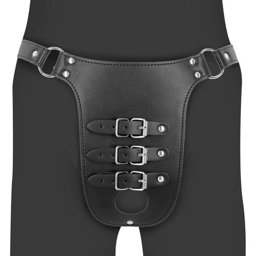 Pu Leather Chastity Belt With Straps - Black na Arena.pl