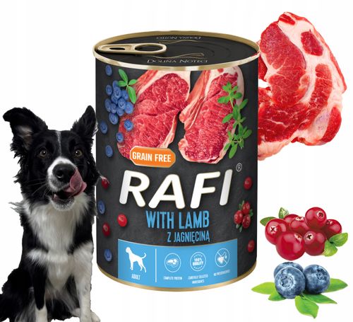 karma mokra dla psów rafi z jagnięciną, borówką i żurawiną 400g - 1 szt. na Arena.pl