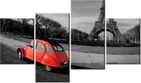 140CM 70 OBRAZ CZERWONE AUTO WIEŻY EIFFLA ŚCIENNY