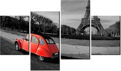 140CM 70 OBRAZ CZERWONE AUTO WIEŻY EIFFLA ŚCIENNY na Arena.pl