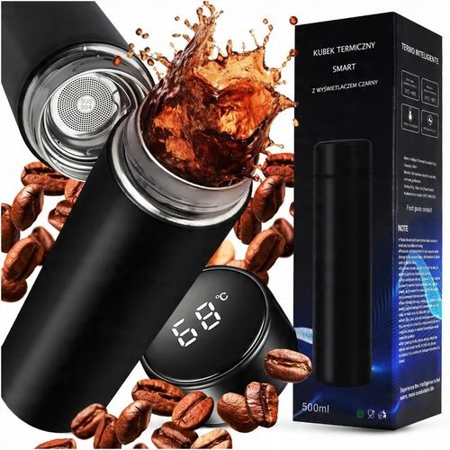 Kubek Termiczny Termos LED 500ml Duży | Butelka Na Kawę Herbatę Wyświetlacz na Arena.pl