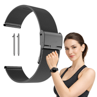 Pasek do Garmin Forerunner 245 Music metalowy czarny bransoleta opaska 20mm