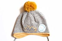 BROEL Fond czapka na zimę wiązana dla chłopca szara-miodowa 44-46