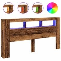 Wezgłowie łóżka z LED, stare drewno, 200x18,5x103,5 cm