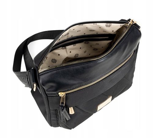 MONNARI Pojemna czarna torebka listonoszka Kieszonki Długi Pasek Kieszonki na Arena.pl