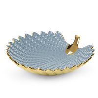 Patera dekoracyjna w formie liścia HIRAL 33x33x8 niebieska + złota