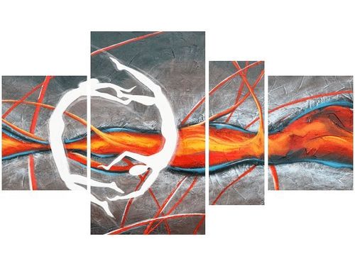 120CM 70 OBRAZ 4 ELEM TANIEC PŁOMIENIACH ŚCIENNY na Arena.pl