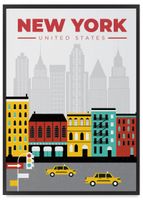 Plakat New York Nowy Jork ilustracja 50x70 cm w czarnej ramie