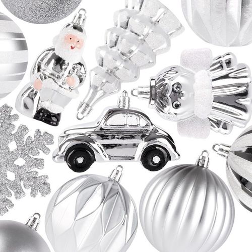 20x Bombki CHOINKOWE świąteczne nietłukące SREBRNE zestaw bombek na choinkę na Arena.pl