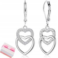 Kolczyki srebrne dla dziewczynki serca kolczyki wiszące rodowane angielskie