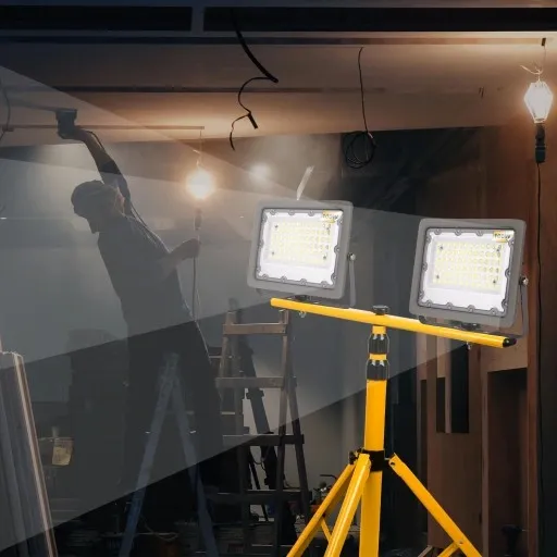 Halogen LED Statyw Budowlany Naświetlacz 2x100W / 200W 20000lm Stojak zdjęcie 2