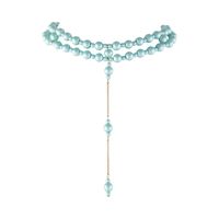 choker z krawatką z turkusowych pereł satynowych (c25/lat/131/4au)