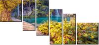 100CM 220CM OBRAZ 6 ELEM JEZIORO PLITVICE JESIENIĄ ŚCIENNY