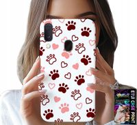 ETUI DO SAMSUNG GALAXY A40 - PSIE ŁAPKI NA BIAŁYM TLE, PIES, KOT, MIŚ
