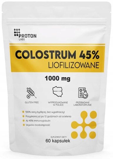 Proton Labs - Colostrum Liofilizowane 45% immunoglobulin 1000 mg | 60 kaps. zdjęcie 1