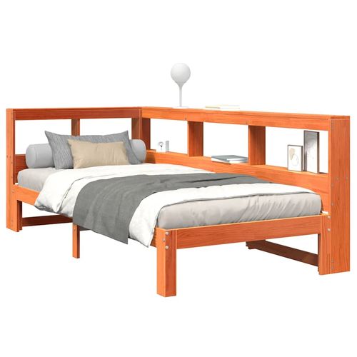 Łóżko z regałem, bez materaca, woskowy brąz, 90x200 cm, sosnowe na Arena.pl