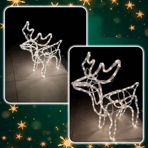 Renifer Świąteczny 144 LED Świetlna JELONEK Ozdoba Do Ogrodu Biały Ciepły na Arena.pl