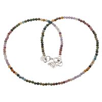 Naszyjnik regulowany - Turmalin kolorowy fasetowane kulki i srebro