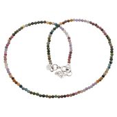 Naszyjnik regulowany - Turmalin kolorowy fasetowane kulki i srebro