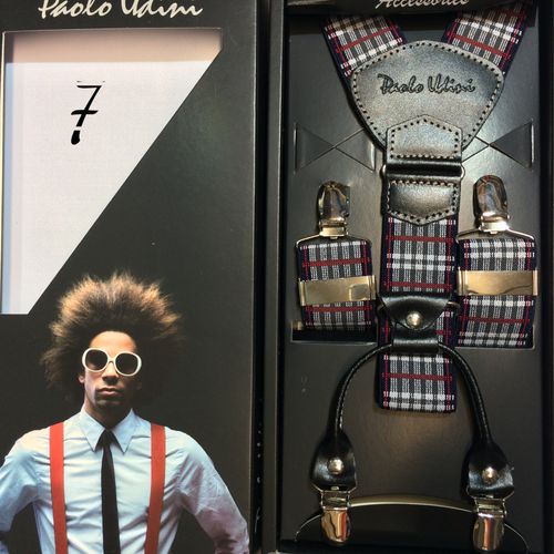 Bordowo Biała kratka - szelki do spodni Orginalne Top-Gal na Arena.pl