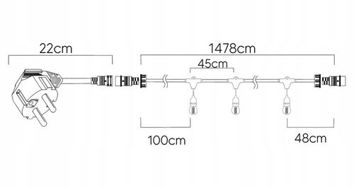 Girlanda Ogrodowa Świetlna 15m+31x Żarówka LED 1W Gęsta Wodoszczelna na Arena.pl