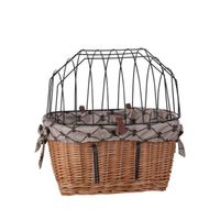 Wiklinowy Kosz na Rower Transporter dla Zwierząt na Rower z Obszyciem 43 x 33 H22/42 cm