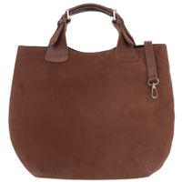 VERA PELLE torebka damska zamszowa shopper duża z paskiem V680 brązowa