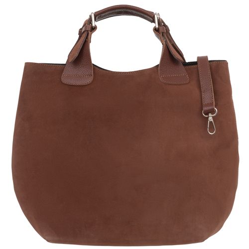 VERA PELLE torebka damska zamszowa shopper duża z paskiem V680 brązowa na Arena.pl