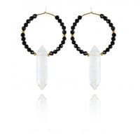 Kolczyki Ze Stali Szlachetnej Pozłacanej Kryształ Górski Kst2943