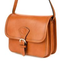 VERA PELLE torebka damska skórzana listonoszka z paskiem V482 camel