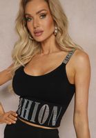 Renee Czarny Top damski S/M Cyrkonie