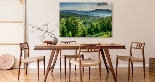 Obraz Do Jadalni KRAJOBRAZ Las Natura Mgła Góry Efekt 3D 100cm x 70cm na Arena.pl