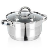 Garnek Stalowy Tradycyjny z Pokrywką do Gotowania Duszenia 20 cm 2,5L