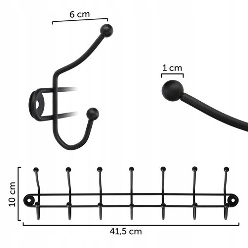 Wieszak Ścienny Na Ubrania Uchwyt 3 + 7 Haczyków na Arena.pl