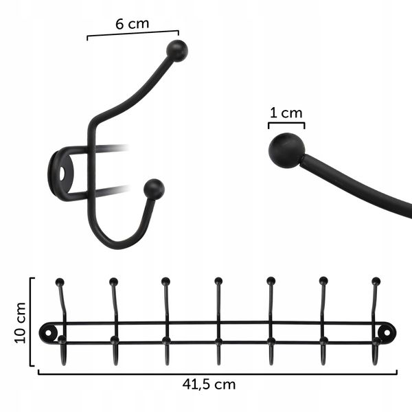 Wieszak Ścienny Na Ubrania Uchwyt 3 + 7 Haczyków zdjęcie 5