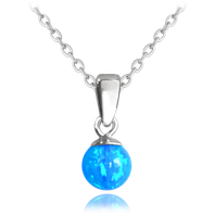 MINET Naszyjnik srebrny KULKA z niebieskim opalem