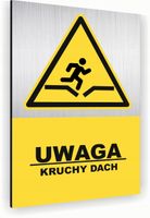 Tabliczka znak informacyjny 40x30 Srebrna UWAGA KRUCHY DACH Nierdzewna