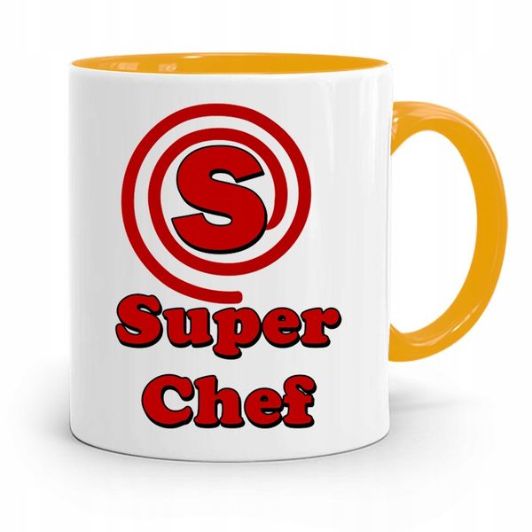 Kubek Żółty Dla Kucharza Kucharki Super Chef Z Nadrukiem Ze Zdjęciem zdjęcie 1