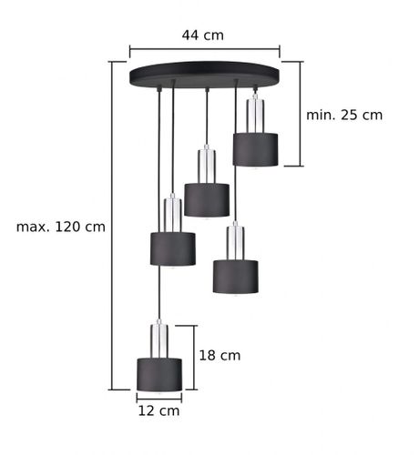Lampa wisząca 5xE27 LUCE BLACK SILVER na Arena.pl