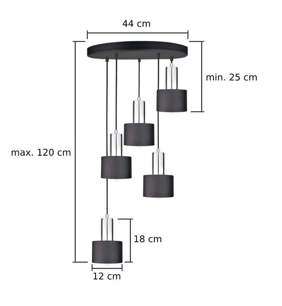 Lampa wisząca 5xE27 LUCE BLACK SILVER zdjęcie 4