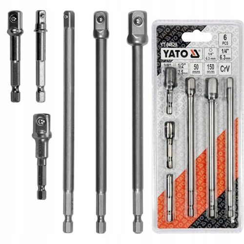 YATO ADAPTER DO NASADEK HEX REDUKCJE 1/4 3/8 1/2" 6 SZTUK STAL CrV na Arena.pl