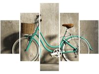 OBRAZ ROWER RETRO ZIELONY KLASYK KOSZYKIEM