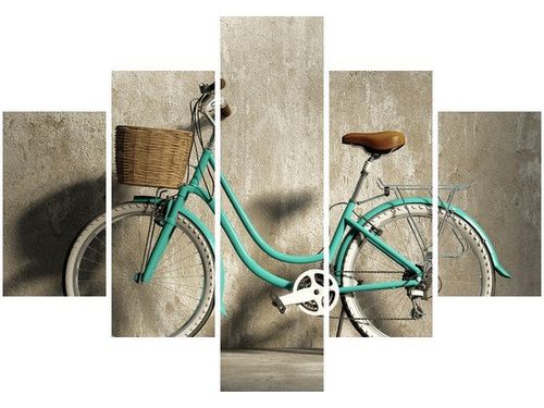 OBRAZ ROWER RETRO ZIELONY KLASYK KOSZYKIEM na Arena.pl