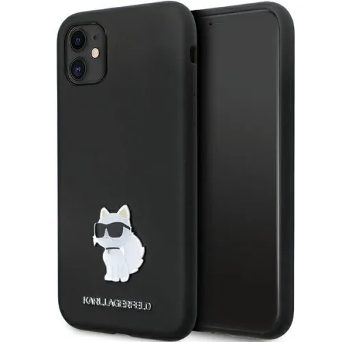 Etui Karl Lagerfeld Silicone Choupette Metal Pin na iPhone 11 / Xr - czarne na Arena.pl