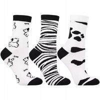 Skarpetki Damskie Skarpety Bawełniane w Czarno-Białe Wzorki MORAJ 35-38