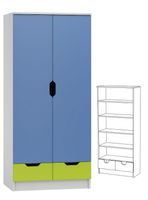 szafa z półkami szufladami dziecięca MIŁOSZ N25 do pokoju dziecka