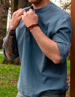 Koszula męska muślinowa kolor dżinsowy