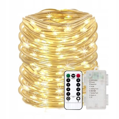 Lampki choinkowe na zewnątrz wąż na baterie z pilotem 12m - kolorowy na Arena.pl