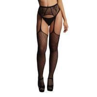 fishnet and lace garterbelt stockings - one size
