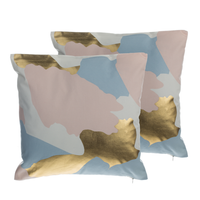 Zestaw 2 poduszek dekoracyjnych w łaty 45 x 45 cm różowo-złoty IXIA